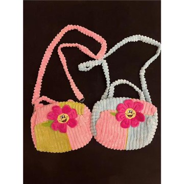 尾貨可愛向日葵豎紋斜挎背包拎包千禧辣妹土酷90s包玩偶收納包