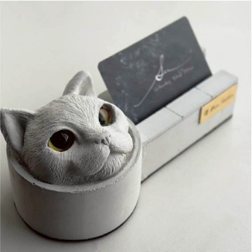 曙MUSE｜盯著貓咪單層水泥名片座