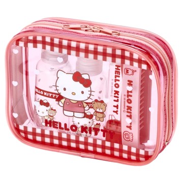 Skater 旅行牙刷梳子分裝瓶收納袋組  收納袋150 x 45 x 117mm  凱蒂貓 紅色