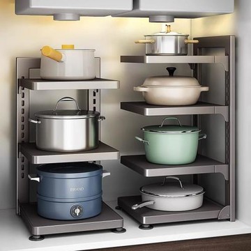 德國FZY水槽下置物架家用廚房鍋具收納架多功能櫥柜多層放鍋架子