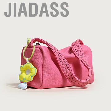 jiadass 女士手提包帶吊墜時尚可愛外觀亮純色 PU 女單肩包