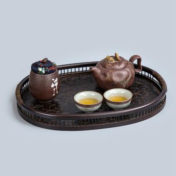 冬牧雪復古奉茶盤茶托盤長方形日式席茶杯架茶點盤點心茶具收納盤