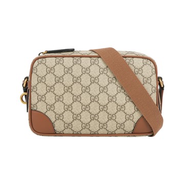 GUCCI GG Emblem 迷你拉鍊斜背包(烏木/深棕色) 821216 FAED3 9786