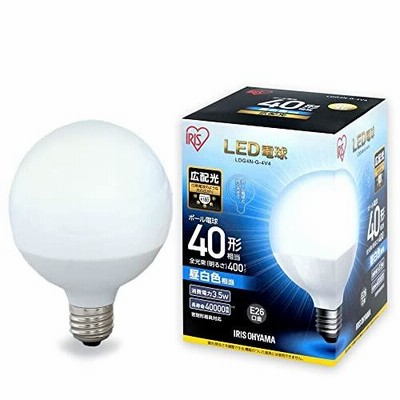 アイリスオーヤマ LEDボール球 口金直径26mm 40W形相当 昼白色 広配光タイプ 密閉器具対応 LDG4N-G-4V4