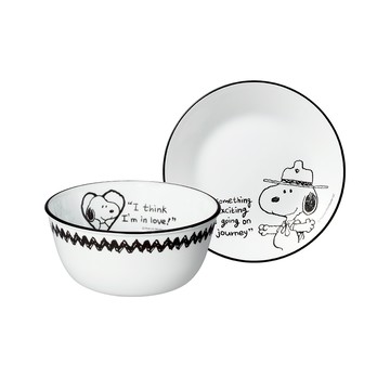 【美國康寧 CORELLE】SNOOPY史努比 旅行食光2件式餐具組-B02