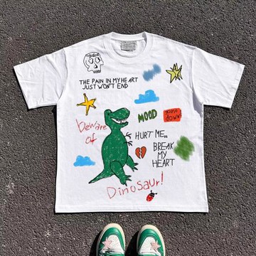 王有病工作室 220G 透氣正肩版！ins校園可愛直噴彩色圓領短袖T恤