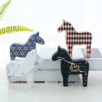創意家居桌面木馬小擺件裝飾品擺設動物送女生小孩禮物木質工藝品