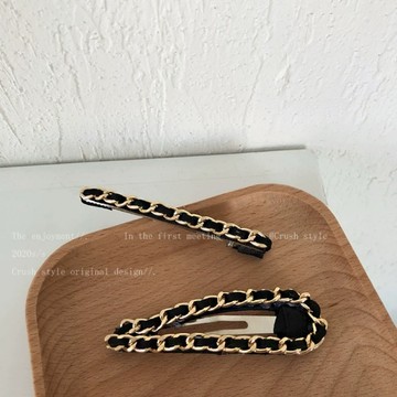 台灣賣家 小香風鏈條髮夾 BB夾 鴨嘴夾 金屬鍊條 優雅氣質邊夾 瀏海夾 精緻小物 台灣現貨 一字夾