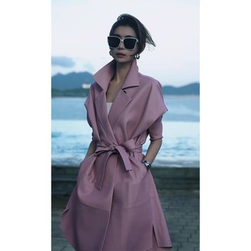 2026春季新款高級感氣質超好看上衣時尚洋氣輕奢絕美粉色風衣外套