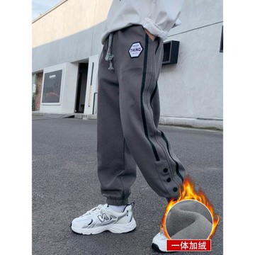 男童加絨褲子秋冬款大兒童加厚一體絨運動褲2025新款休閑男孩衛褲