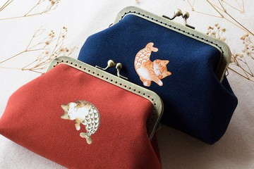 【客製化禮物】小睡貓魚口金包/化妝包/錢包_手工繪製