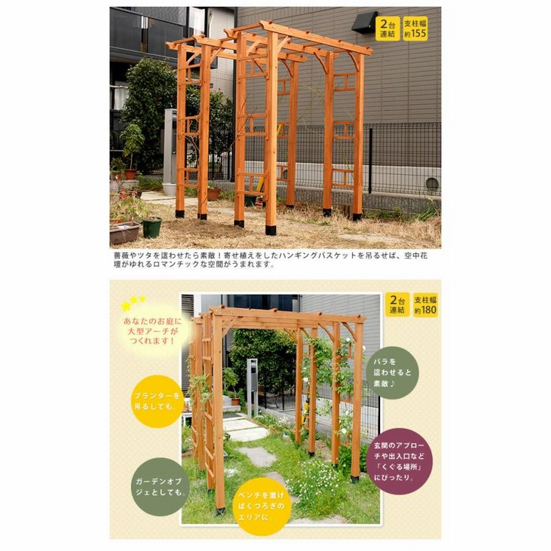 アーチ ガーデンアーチ パーゴラアーチ 藤棚 ぶどう棚 葡萄棚 園芸棚 園芸 ガーデン 屋外 フラワー 庭 誘引 ガーデニング おしゃれ diy 2台  セット 固定金具 通販 LINEポイント最大0.5%GET LINEショッピング