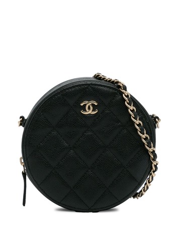 CHANEL Pre-Owned - 2019 CC Caviar Round Chain crossbody bag - women - Caviar Leather - One Size - Black