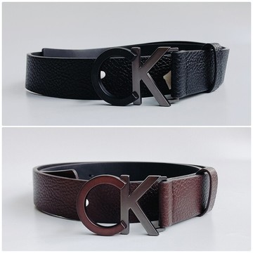美國百分百【全新真品】Calvin Klein 皮革 皮帶 腰帶 配件 CK 荔枝皮 黑色 咖啡 36mm H393