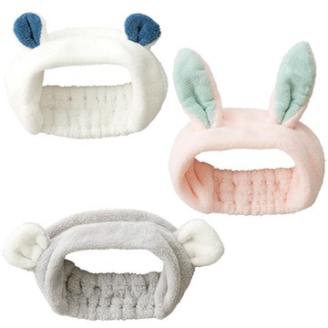 動物造型超細纖維髮帶(三款可選) 北極熊白