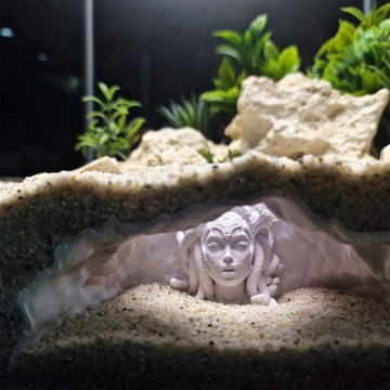 掃貨趁現在 飾品 躲藏屋 魚缸造景 水族造景 微景觀 魚缸擺件 魚缸洞穴美杜莎蛇髮女妖主題造景小魚蝦躲避屋繁殖觀察洞裝