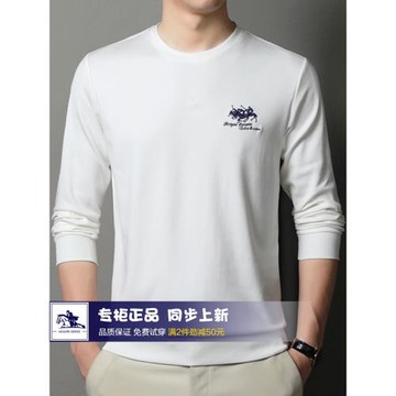 2026春秋季男士衛衣保羅純棉圓領長袖t恤中年商務輕奢打底衫加絨