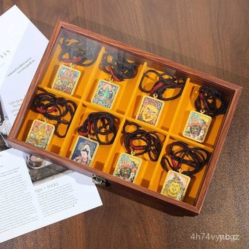 🔥桃園有貨🔥唐卡收納盒子耳環整理項鏈飾品盒中古展示佛牌木紋首飾盒玉牌展示 ZMWU 5IWY