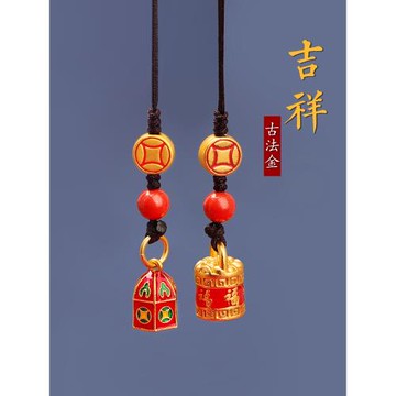 財神爺古法金手機掛件黃銅吊墜手機鏈掛飾女精致可愛貓咪創意禮品