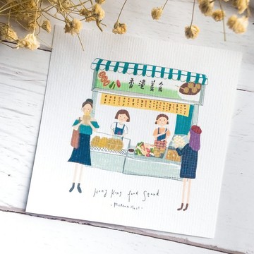 插畫明信片  /  香港轉角 - 香港小吃店【Meteorillst】