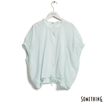 SOMETHING 女款 剪裁氣球短袖襯衫 (淡綠色)