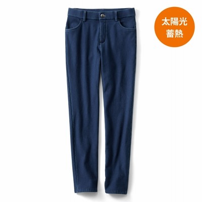 太陽光蓄熱素材 裏起毛でいつでも暖かな カジュアルストレッチパンツ インディゴブルー Iedit イディット フェリシモ Felissimo 通販 Lineポイント最大get Lineショッピング