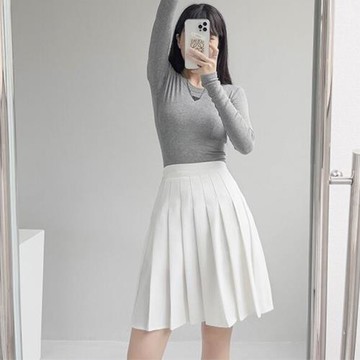 2024大碼白色中長款百褶裙胖MM韓版顯瘦松緊高腰a字防走光半身裙