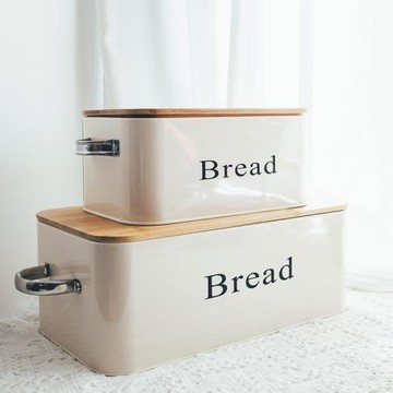 半宅竹蓋鐵皮面包盒零食桌面咖啡器具玩具書籍雜物整理收納儲物盒