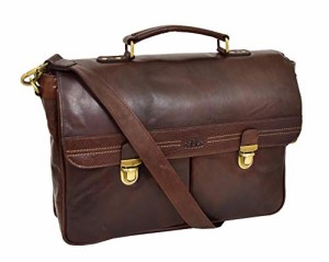 Genuine Brown Leather Briefcase For Mens Soft Satchel Business Office Laptop Bag Edgar