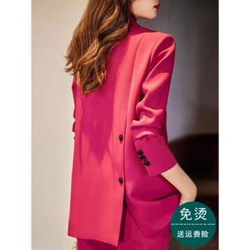 玫紅色西裝外套女春裝2025新款氣質名媛休閑洋氣小西服套裝春秋