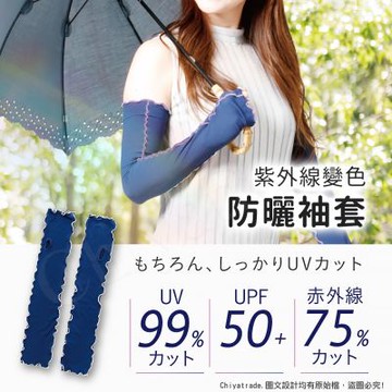 【日本ALPHAX】羅紋針織 紫外線變色 防曬袖套 抗UV 抗紫外線 機車袖套 戶外防曬神器(日本正規品)