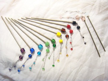 柚子林琉璃 - 素色 基本百搭款 髮簪 (流蘇款)