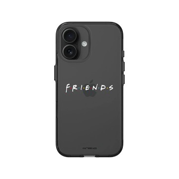 iPhone 16 Clear (相機按鈕) 酷墨灰 - Friends - 六人行Logo(白）