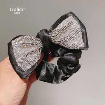 Gulicc 韓國 滿鑽 蝴蝶結 髮圈(飾品 髮飾 頭飾 髮帶 髮圈 生日禮物 雙11 聖誕節)