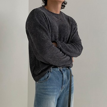 正韓華夫格編織圓領長袖上衣 4色 YUPPIE 預購商品 0918