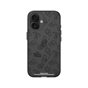 iPhone 16 Clear (相機按鈕) 酷墨灰 - 迪士尼-小熊維尼 Disney Winnie The Pooh - 線條圖案
