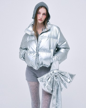 MARDI MERCREDI 短版羽絨外套 銀色 亮面 CROPPED DOWN JACKET HIGHGLOSS