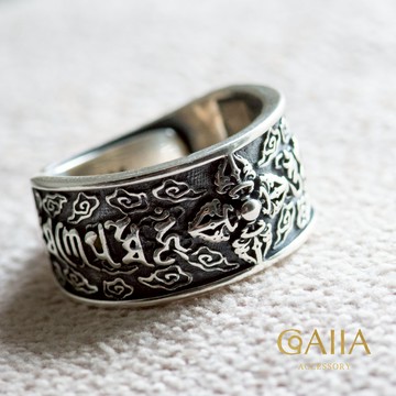 S925銀戒。辟邪金剛祈福六字銀戒 | GO