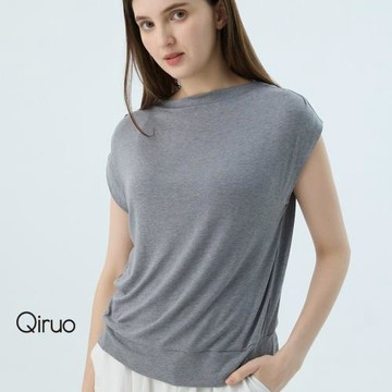 【Qiruo 奇若】專櫃女裝灰色上衣7321A 舒適純棉T桖