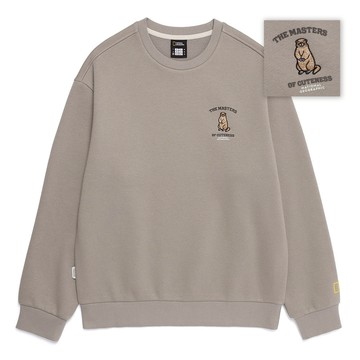 男女同款 土撥鼠印花 衛衣 - 米色