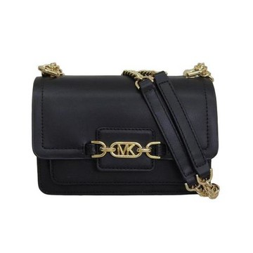 【MICHAEL KORS】素色皮革翻蓋鍊條小包-黑