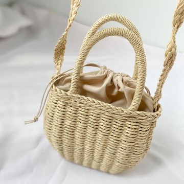小清新編織包草編包單肩斜跨夏季沙灘海邊度假女包菜籃子小包手提