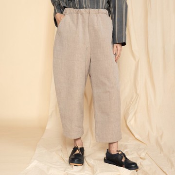 手織布_細雪斜陽繭型褲_澄日