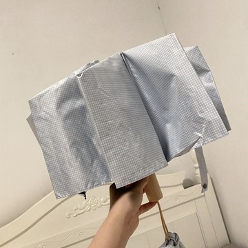 臺現免運⚡格子晴雨摺疊雨傘遮陽ins紫外線兩用黑膠防曬太陽傘遮陽傘