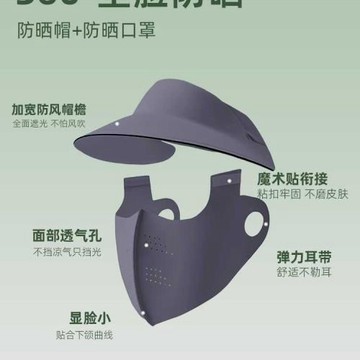 全臉防曬面罩女士防紫外線夏季騎行遮陽帽冰絲口罩透氣面部臉基尼