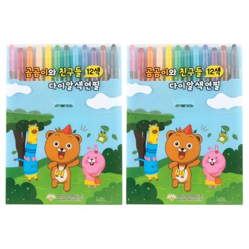 BosungInd 熊熊與朋友們旋轉蠟筆 12色  2盒