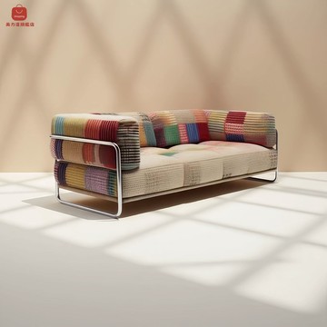 免運/公司貨 沙發 休息區沙發 中古風布藝沙發民族風拼色小戶型客廳直排復古民宿酒店多巴胺沙發 可開發票 全館五折 工廠現貨直銷 新品特價 d1112