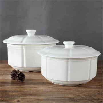 酒店新款純色日式餐具純白色陶瓷帶蓋子中例牌盅湯窩湯罐簡潔燉盅