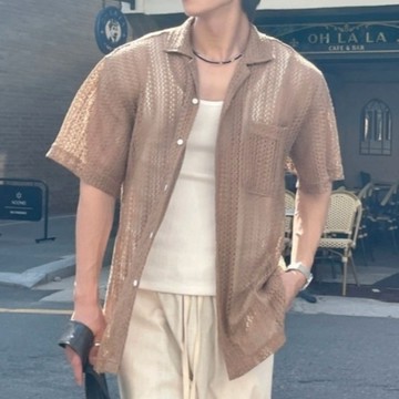 【Metanoia】🇰🇷韓製 古巴領鏤空短袖襯衫