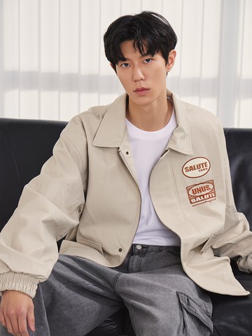 質感英文繡字皮外套